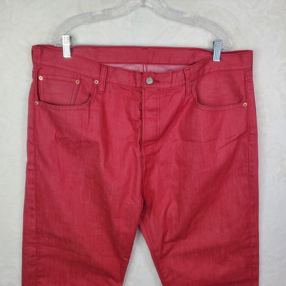 LEVI'S 501 Red Buttonfly Denim MEN'S Straight Leg Jeans Sz 40x30 PC9-00501-2511 - Picture 2 of 8